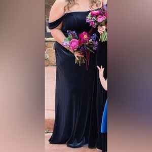 BHLDN XJenny Yoo Issa Off Shoulder French Blue Bridesmaid Dress Sz 22